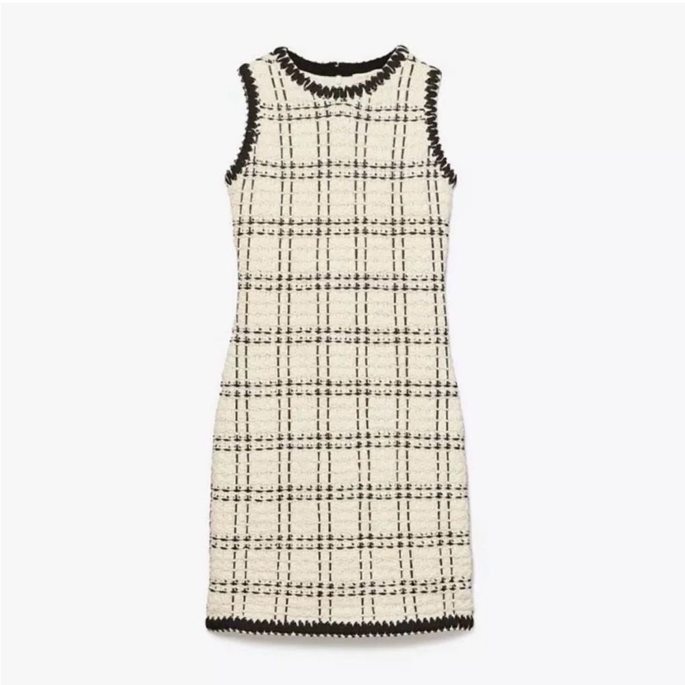 Tory Burch Black and Cream Tweed Dress